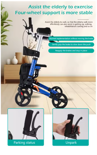 2 in 1 Foldable Rollator Walker Aluminum Mobility Elderly Folding For Adult
