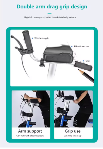 2 in 1 Foldable Rollator Walker Aluminum Mobility Elderly Folding For Adult