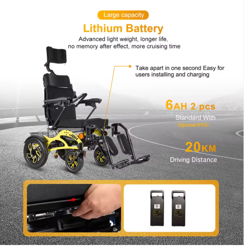 Aluminum Remote Control Lightweight Folding Portable Travel Ultra Light Electric Wheelchair for Adults