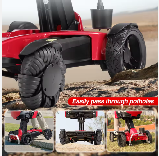 Climbing 8" Mecanum Front Wheels Lightweight Electric Wheelchair Travel Portable Foldable Wheelchair Scooter